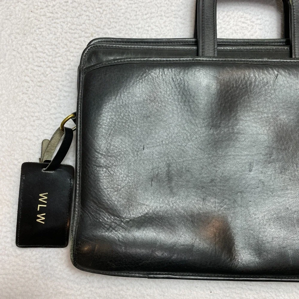 Jack Georges Briefcase Double Handle Black Leather Bag Work Laptop